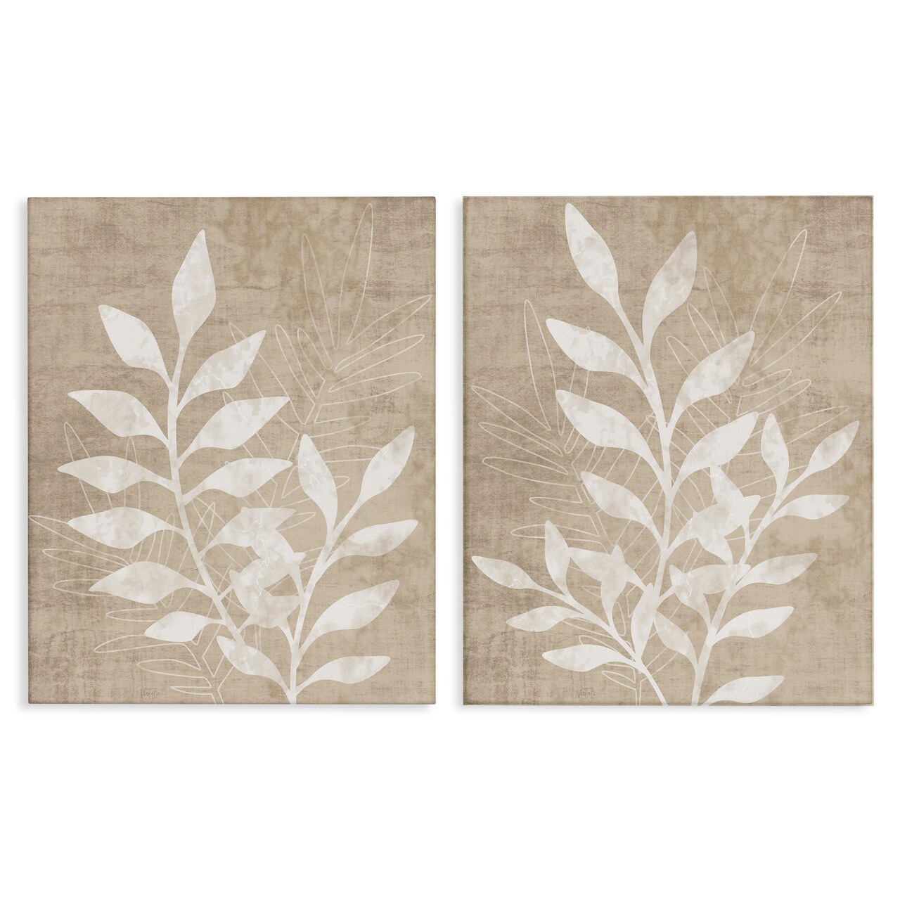 Stupell Industries Boho Botanical Leaf Silhouette Canvas Wall Art